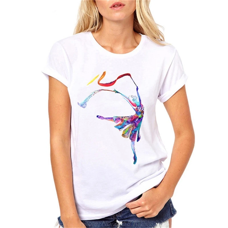 Лидер продаж, футболка Aqua Ballerina, женская летняя футболка, Женская Повседневная футболка, одежда с коротким рукавом, балетные топы для девочек - Цвет: 10