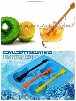 

Free Shipping 100pcs/lot Silicone Guitar Shaped Cube Trays Ice Candy Mold Maker