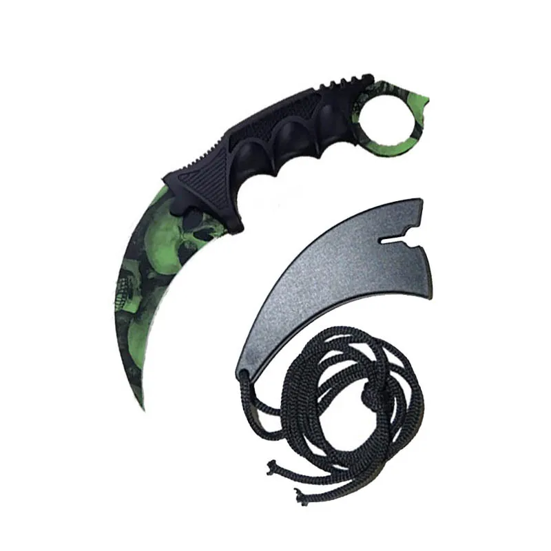 HS инструменты Открытый Csgo Karambit нож охотничьи ножи выживания тактический коготь нож Карманный Самообороны обидный походный инструмент - Цвет: SkullGreen