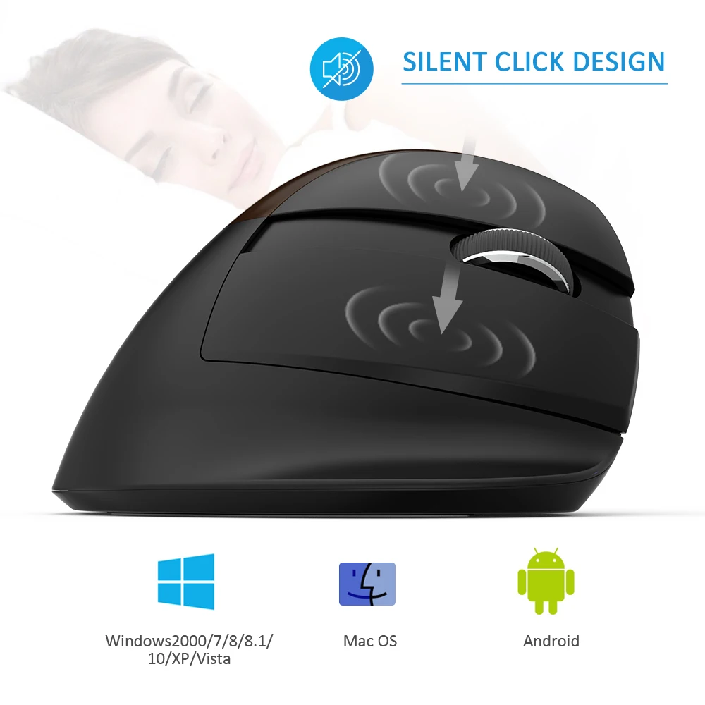 Эргономичная мышь Delux M618Mini Jet беспроводная Вертикальная Bluetooth USB 2 4 ГГц