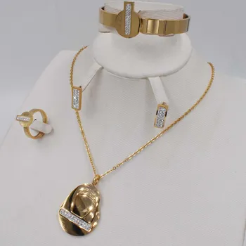 

Hot sale dubai gold plat High quality Fashion jewelry set Africa wedding women necklace earrings set