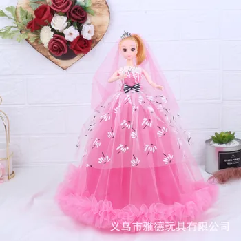 

1pcs Gorgeous Flower Pattern Evening Party Wedding Dress Dressed Toys Long Gown Skirt Bride Princess Girls For Barbie Doll 45cm