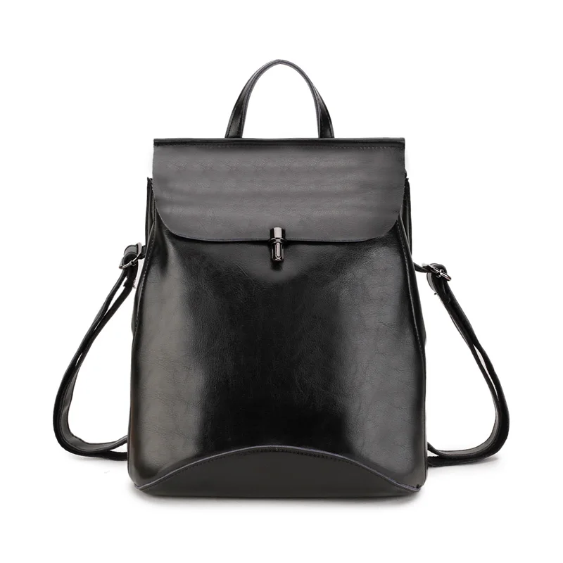 SMILEY SUNSHINE, женские рюкзаки из натуральной кожи, рюкзак с защитой от кражи, женские дорожные сумки, женская школьная вместительная сумка-портфель - Цвет: Black