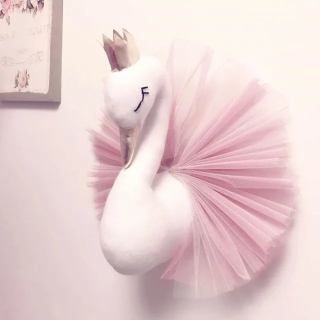 Baby Girl Room Plush Animal Head Swan Flamingo Wall Decoration Baby Stuffed Toys Girls Bedroom Accessories