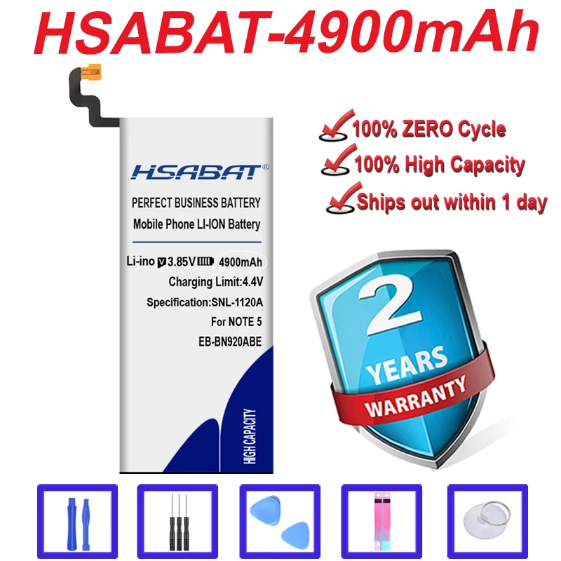 HSABAT 4900mah EB-BN920ABE Замена для Samsung GALAXY Note 5 батарея Note5 N9200 N920t Project Noble N920c SM-N9208 |