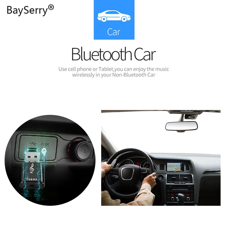 

BaySerry 2020 New Bluetooth 5.0 Transmitter Receiver Mini 3.5mm Stereo Audio AUX RCA For PC Car TV High Quality Wireless Adapter
