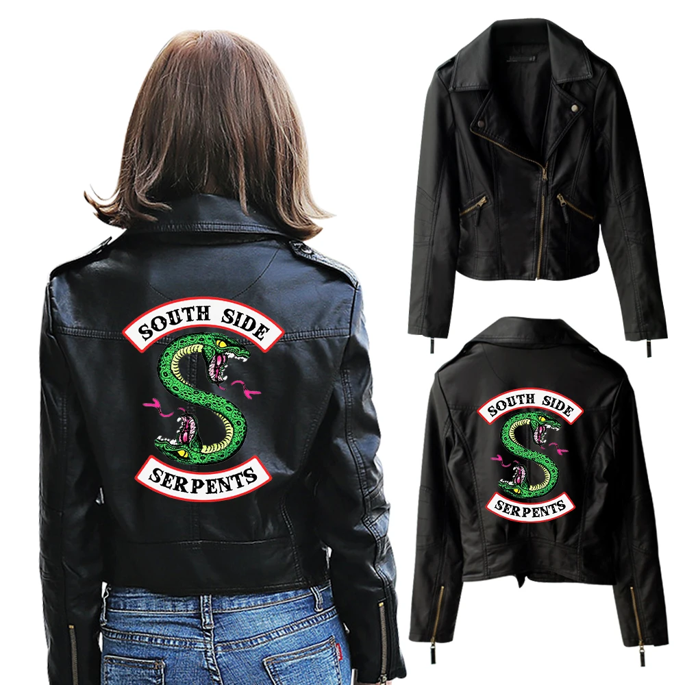 Женская куртка из натуральной кожи с принтом ривердейла, женская уличная куртка, тренд, новые куртки с принтом ривердейла, Southside Serpents