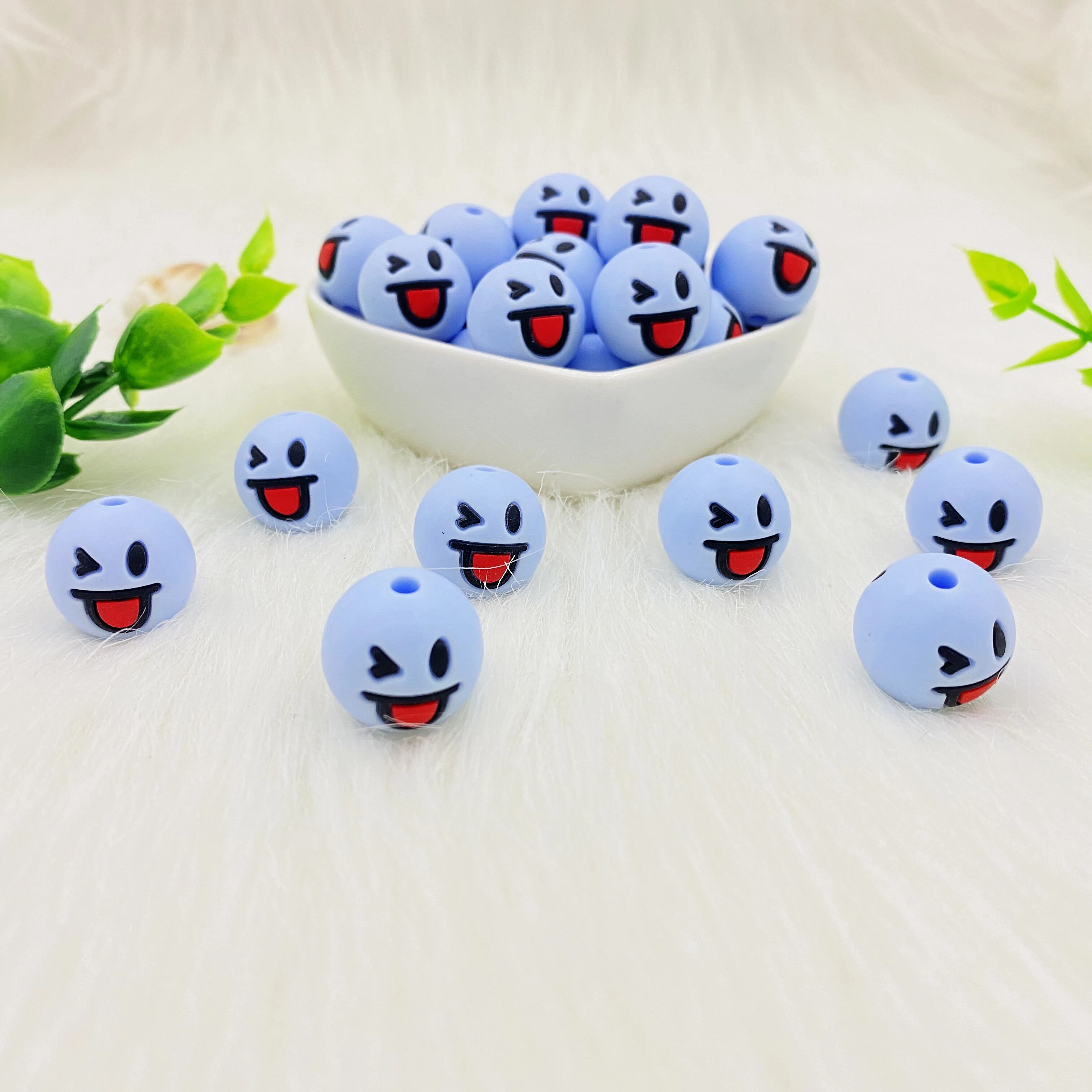 스마일 실리콘 비즈 Diy 팔찌 주얼리 제작 용, 루즈 비즈 10 개
