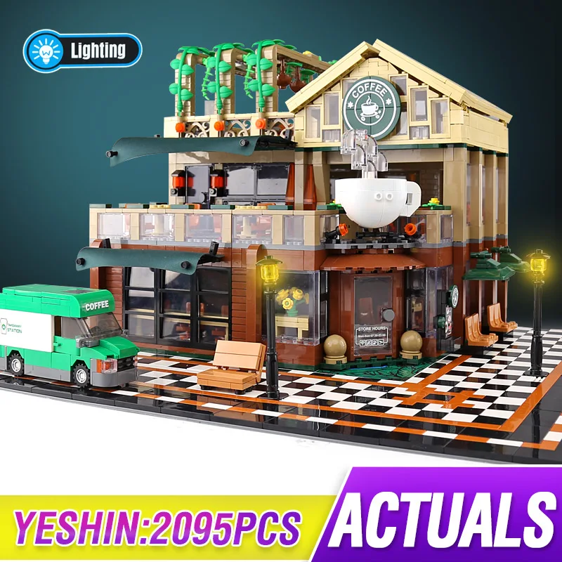 2095 шт. MOC Idea City street view светодиодный светильник Повседневный кофейный дом