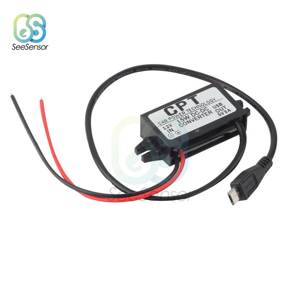 DC/DC 12 В до 5 В 3A 15 Вт Micro USB автомобильный преобразователь питания понижающий регулятор понижающее напряжение питание выходной адаптер