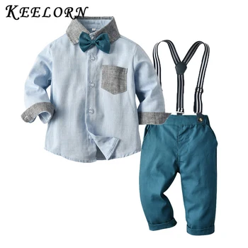 

Keelorn Kids Children Autumn Spring Clothes Set Gentleman Wedding Party Clothing T-Shirt Belt Pant 2Pcs Child Baby Clothing