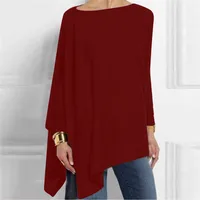 Cotton Irregular Women Blouses Shirt 2022 Autumn Female Solid Pullover Tops Casual O Neck Long Sleeve Blouse Ladies Tunic Blusas - Image 3