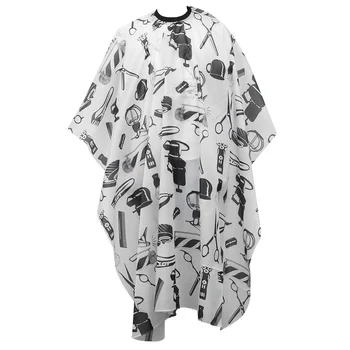 

Printed Apron Hairdressing Cappa Breathable Anti-Static Hair Perming Dying Cape Haircut Apron for Baber Salon Store Home (White)
