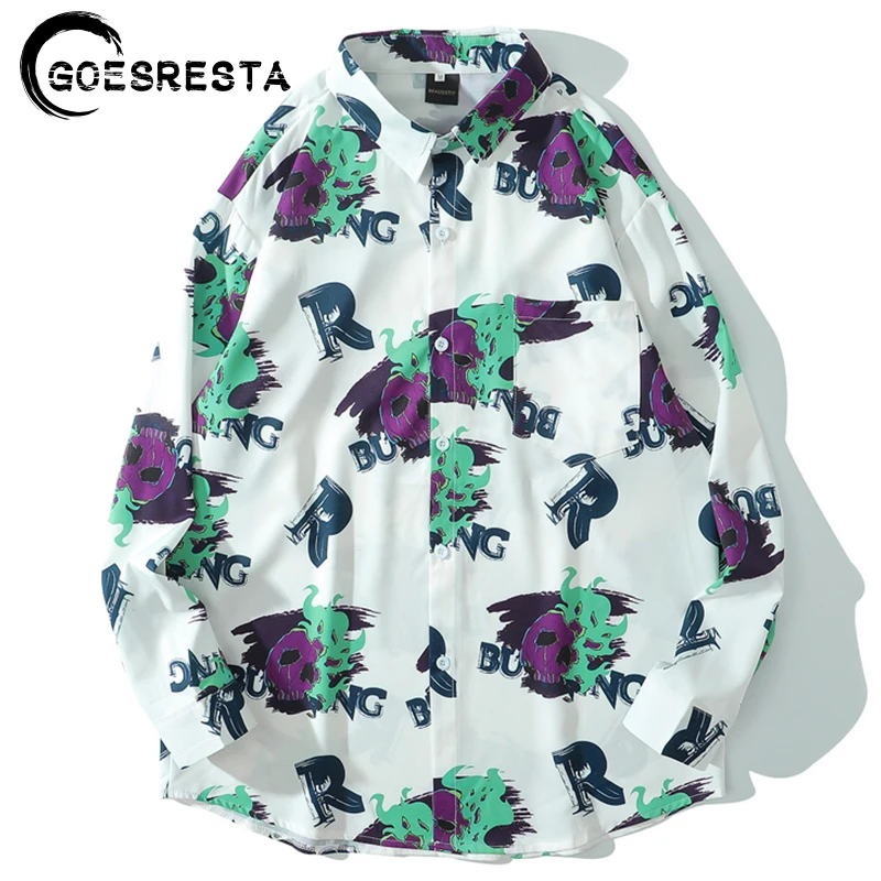 Новинка Осень 2020 модная рубашка в стиле хип-хоп Мужская Уличная одежда оверсайз с