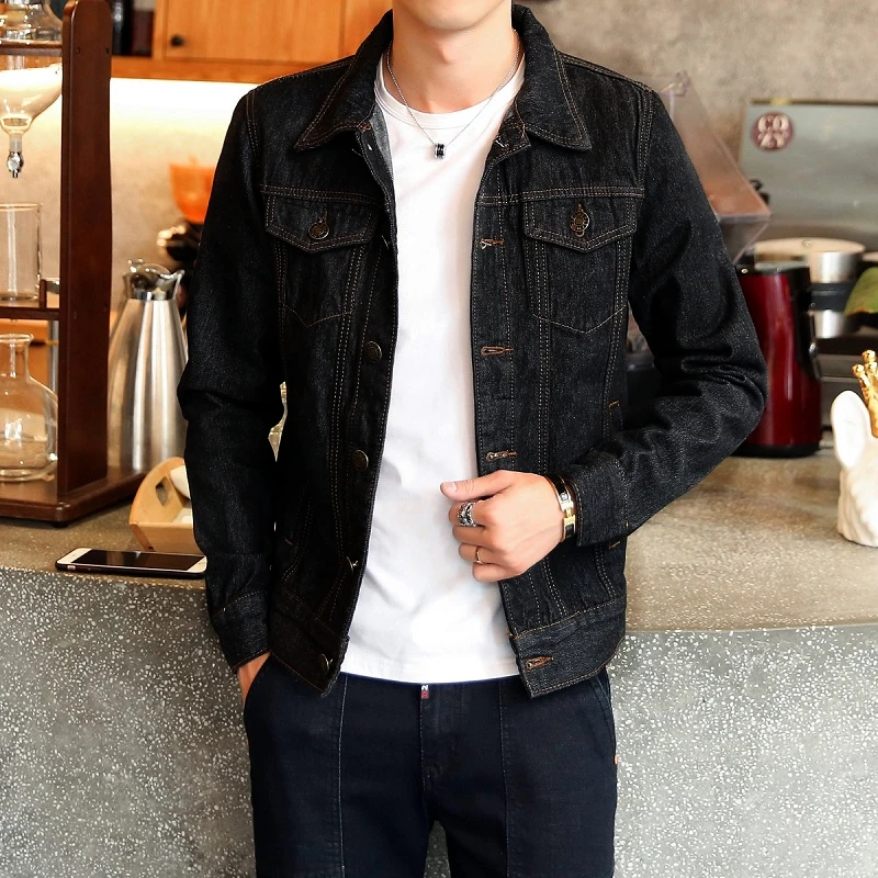 Mens Denim Jacket Slim Jeans Jacket 