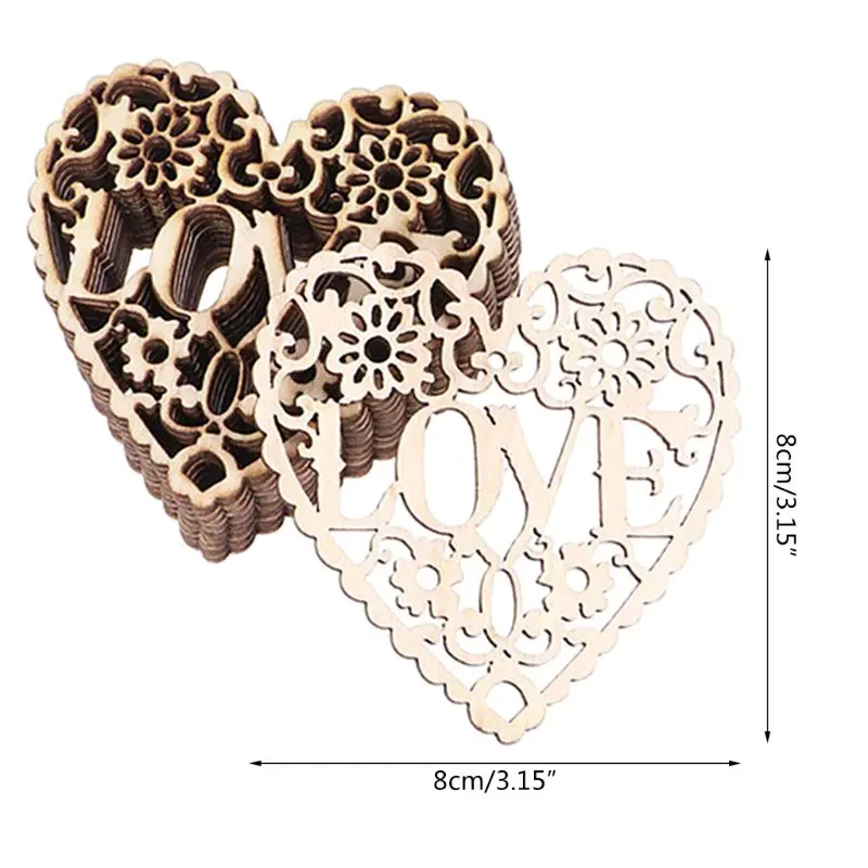 10 шт. DIY полые деревянные фишки в форме сердца, любовное письмо, деревянные украшения, рукоделие, Рождественская елка, висячие украшения, Декор
