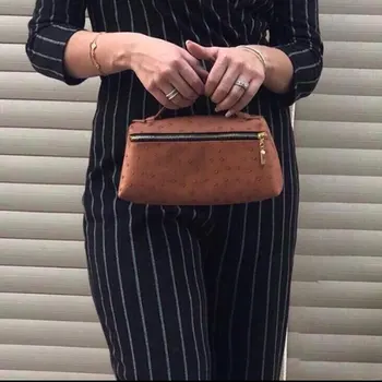 

Leather Shoulder Bag Middle East Ostrich Grain Handbag New Fashion Zipper WOMEN'S Bag Mobile Phone Bag Makeup Bag