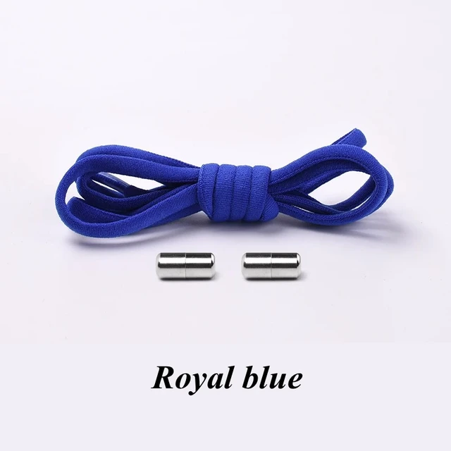 Semicircle No Tie Shoelaces Elastic Shoe laces Sneakers shoelace Metal Lock Lazy Laces for Kids and Adult One size fits all shoe Royal blue