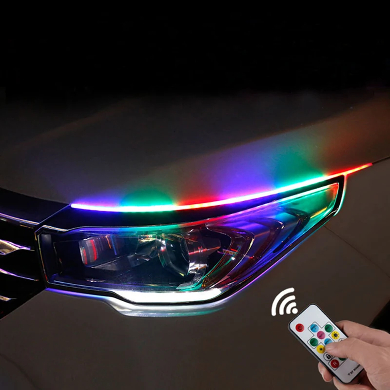 

45CM 60CM Multi Color RGB DRL Led Strip Ultra Thin Flexible Waterproof Daytime Running Light