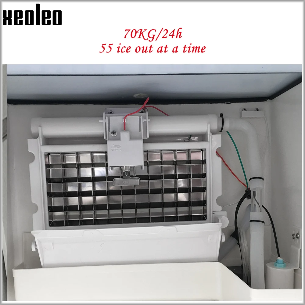Xeoleo Commercial Ice Maker Stainless Steel Ice Machine 70kg/24h Auto Clear Ice Make Machine Make Cube Ice For Bubble Tea/Coffee 4