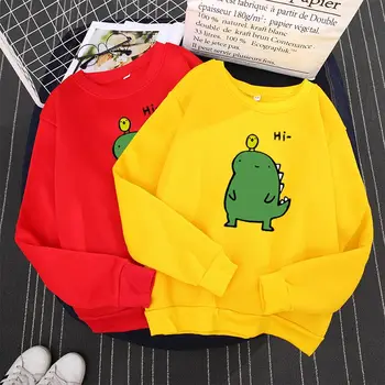 

dinosaur printed women sweatshirt long sleeve o neck pullover japanese style harajuku sweet top autumn shirt winter girl tops