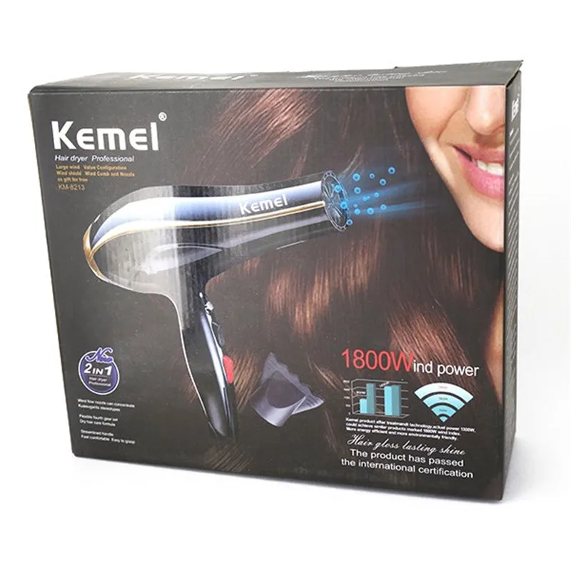 Kemei KM-8213 высокой мощности бытовой Анион Фен черный