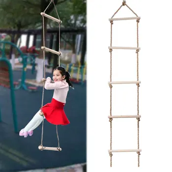 

5 Rungs Boys Girls Indoor Outdoor Fitness Equipment Rope Ladder Hanging Swing Climbing Toy Fun Parent Child Garden Children Gift