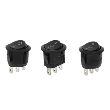 

5Pcs 22mm Diameter Small Round Boat Rocker Switches Black Mini Round Black 3Pin ON-OFF ON-OFF-ON Rocker Switch