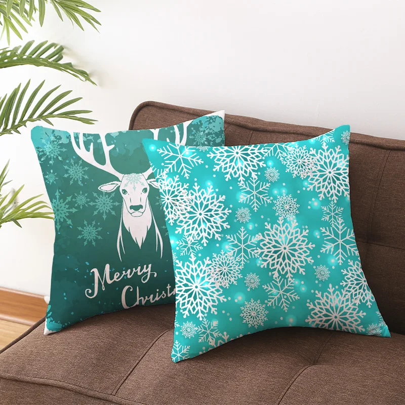 

2pcs Christmas Tree Deer Gift Pattern Polyester Throw Pillow Cushion Cover Car Home Sofa Decorative Pillowcase for home decor