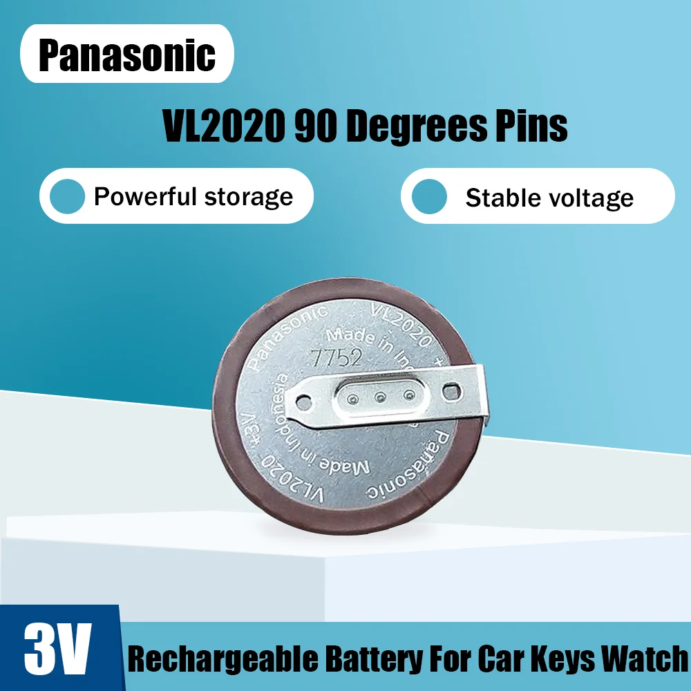 Ml2020 Battery Panasonic VL2020 Rechargeable Lithium Coin Battery - 3V,  20mAh, 90 Degree Design Vl 2020 Battery