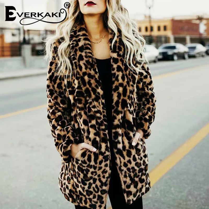 Everkaki Boho леопардовая бархатная зимняя куртка пальто женские толстые карманы длинные женские пальто куртки верхняя одежда женские Зима Новинка
