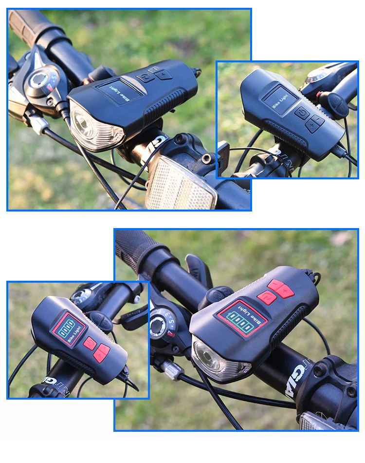 Велосипедный светильник с usb-зарядкой, водонепроницаемый велосипедный передний светильник, светильник-вспышка на руль, велосипедный головной светильник w/Horn speed Meter lcd screen
