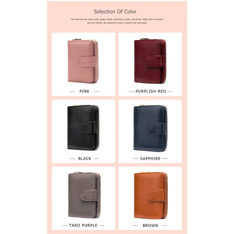 MVA Purse Women's Wallet Genuine Leather Wallets Women Purse Luxury Small Money Bag Ladies Coin Purses Zipper Wallet Short 8608