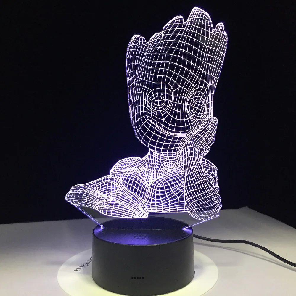 Generic The Avengers Marvel Super Hero Tree Man Groot Figure 3D Illusion Multi Color RGB Table