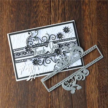 

YaMinSanNiO Flower Border Metal Cutting Dies Banner Dies for DIY Scrapbooking Craft Card Embossing Die Cut New Template Stencil