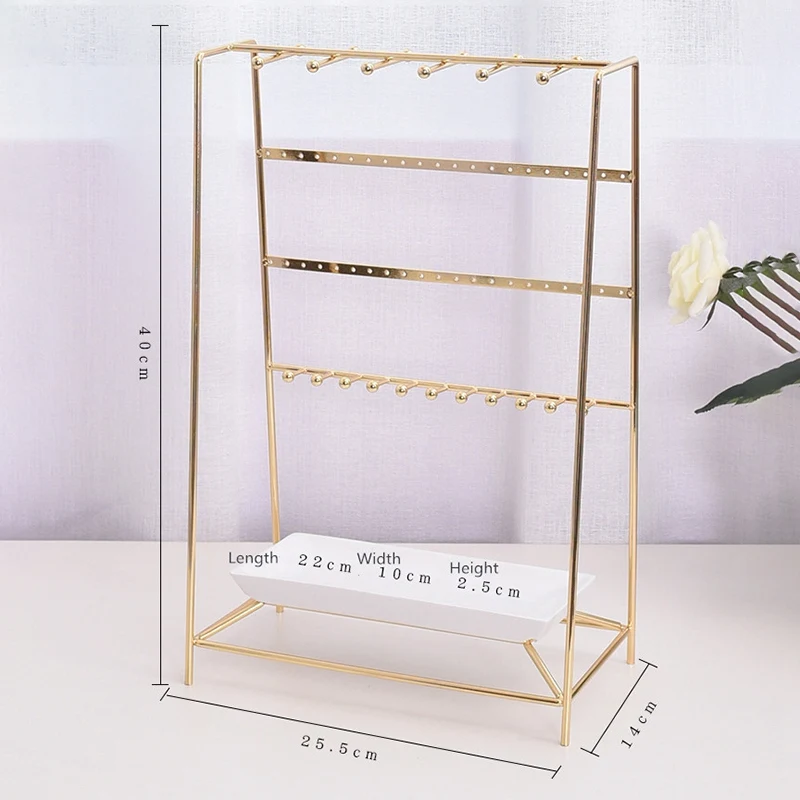 

ELEG-Metal Electroplating Earrings Pendant Chain Display Frame Jewelry Display Holder Ring Earrings Display Tray
