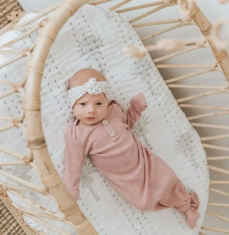 Хлопковое Пеленальное Одеяло с длинными рукавами для новорожденных мальчиков и девочек 0-6 месяцев