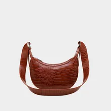 Модная новая стильная ретро-сумка через плечо с узором «крокодиловая кожа», знаменитая женская сумка в форме полумесяца