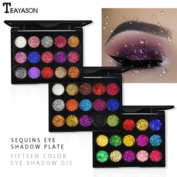 

Diamond glitter eyeshadow powder 15 color shimmer pigment green orange purple long lasting stage makeup palette eyeshadow AM112