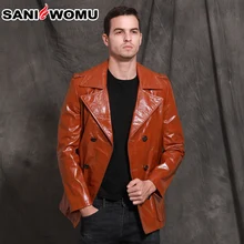 Зимние мужские Куртки из натуральной кожи, брендовый блейзер из овчины, мужская куртка из натуральной кожи для мужчин