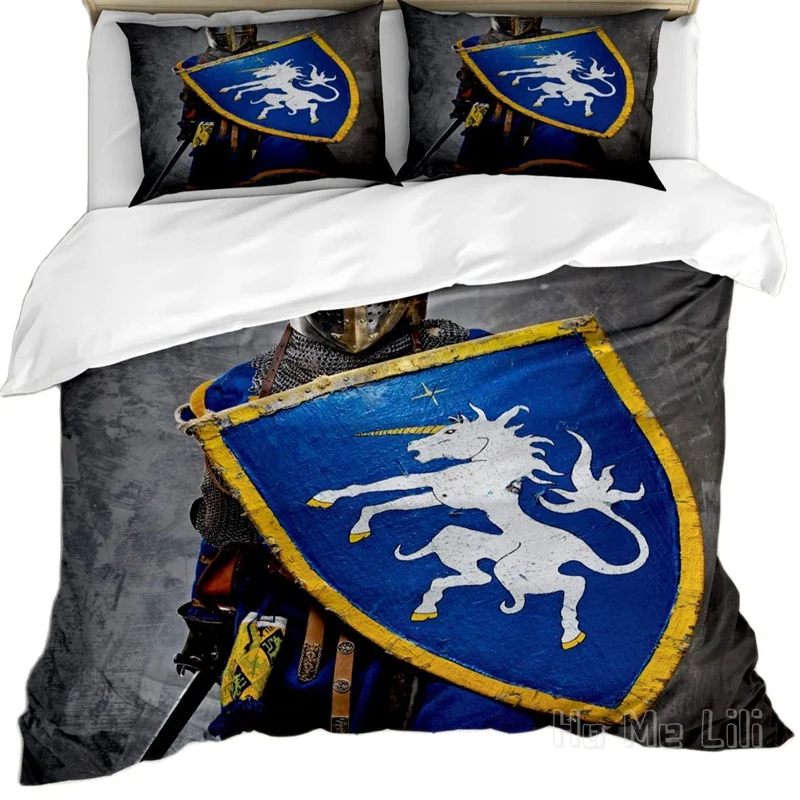 

By Ho Me Lili Duvet Cover Set Medieval Knight Holding An Aged Old Shield Historical Theme Print Decorative Bedding