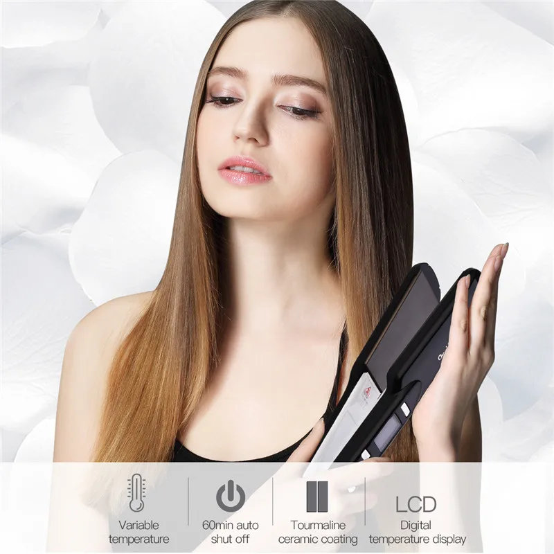 

2 in1 LED Digital Ceramic Coating Hair straightener Hair Curler Professional Straightening Iron Temperature Control Flat Iron