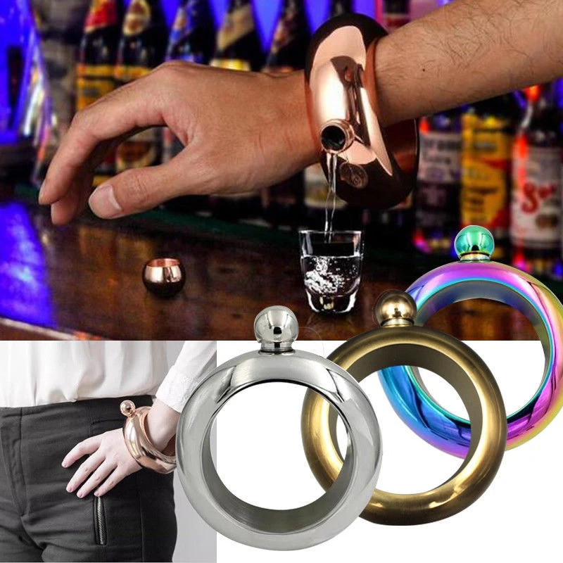 

3.5oz Bangle Bracelet Hip Flask Stainless Steel Alcohol Metal Whiskey Vodka Hip Flask Pocket Flagon Chic Drinkware