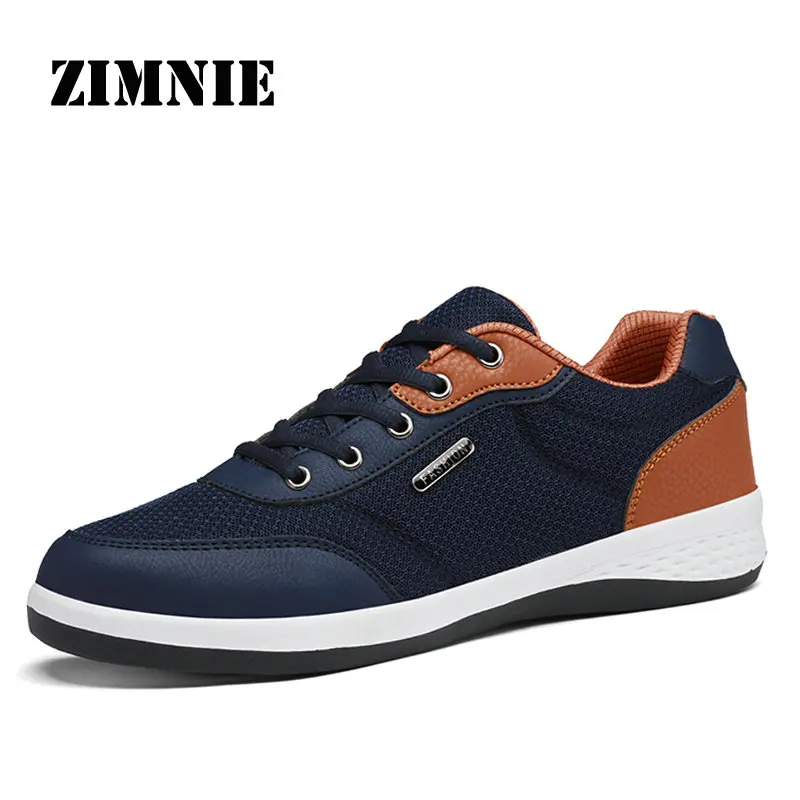 04 Blue ZIMNIE из искусственной кожи спортивная обувь для мужчин весна осень легкая Удобная Нескользящая Мужская обувь уличные Прогулочные кроссовки для мужчин - Цвет: 04 Blue