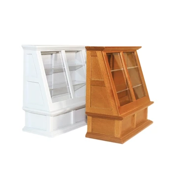 

1/12 Scale Miniature Wooden Mini Doll House Furniture Store Food Cake Shelf Display Cabinet Ornaments Kids Gift