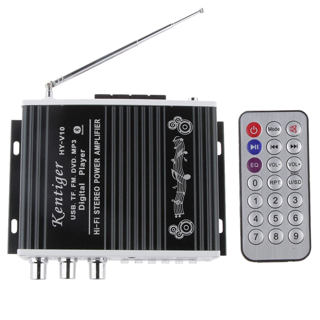 Kentiger HY-V10 Car Motorcycle Hi-Fi 2CH Stereo Amplifier Bluetooth for iPod TF FM DVD