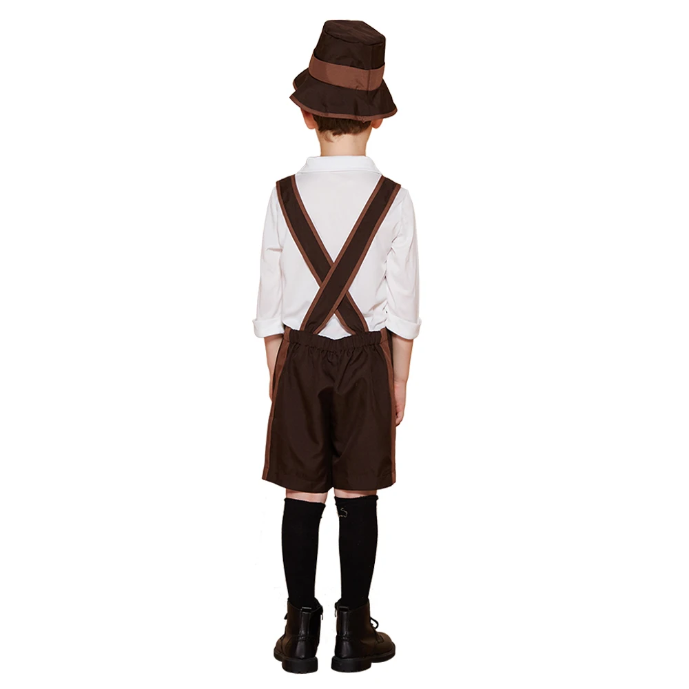Мужские карнавальные костюмы Октоберфеста для мальчиков, Lederhosen, баварский немецкий детский праздничный костюм, костюм, рубашка, нарядная шляпа