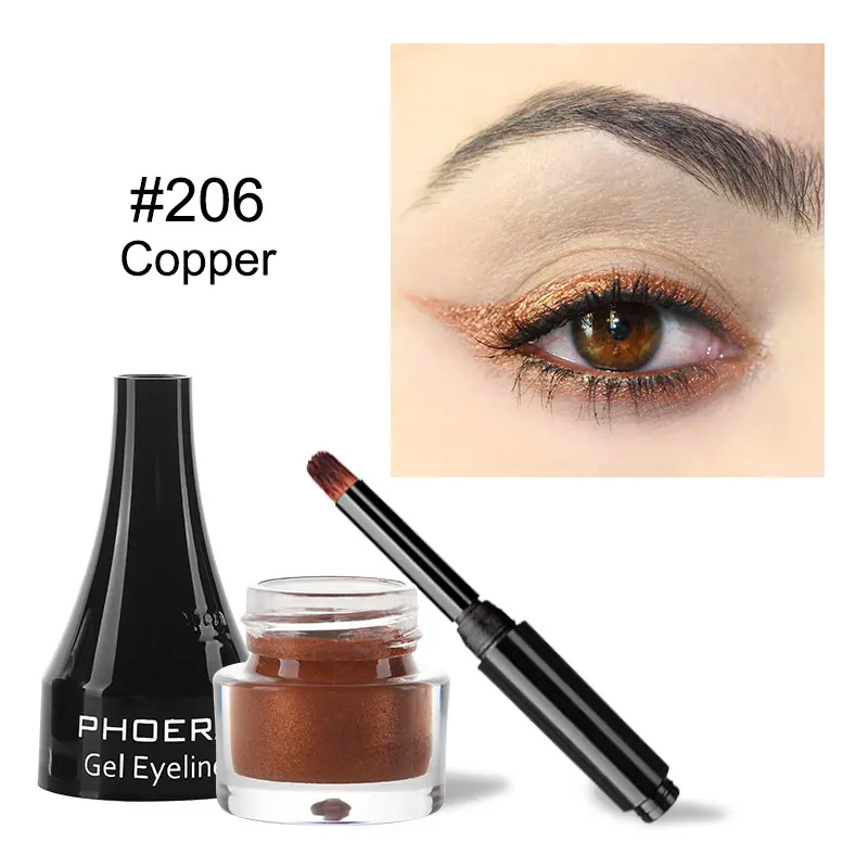 PHOERA Black Eyeliner Waterproof Colorful Gel Eye Liner Pencil Sweat-proof Liquid Makeup Cosmetics 10 Color Make up Tools TSLM1 - Цвет: 206