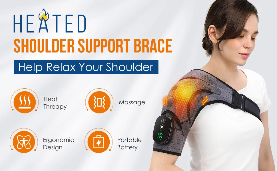 LED Display 3 Levels Heating Vibration Shoulder Massager