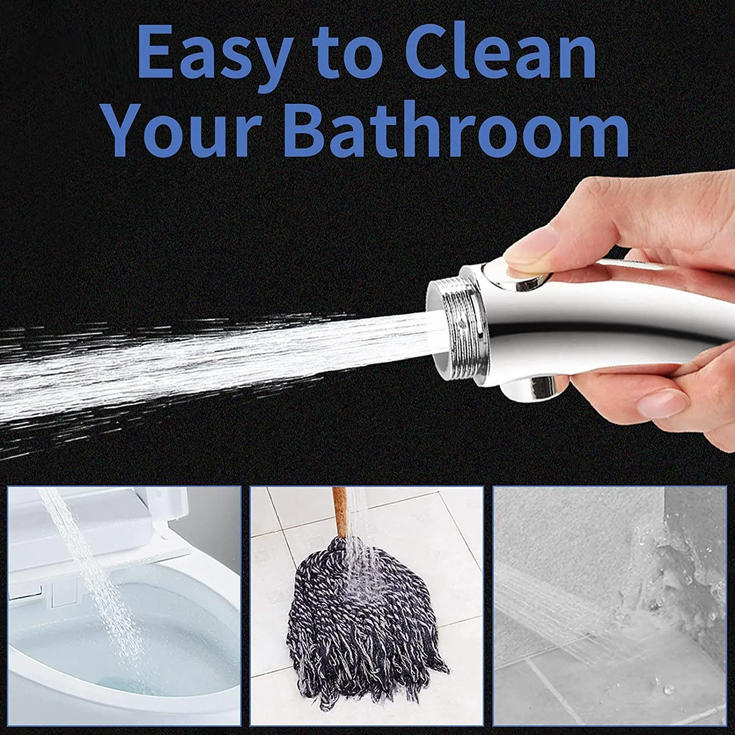 Zloog 3 Modes Adjustable Silver Black Shower Head High Pressure Handheld Showers Pressurized Bathroom Showerhead Set with Hose 5
